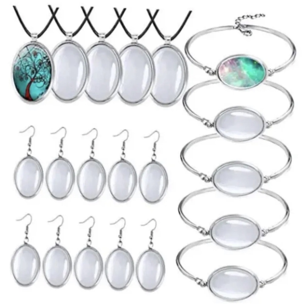 45pcs Oval Pendant Trays Set- BRONZE set.  Make / Design Your Own Jewelry!!